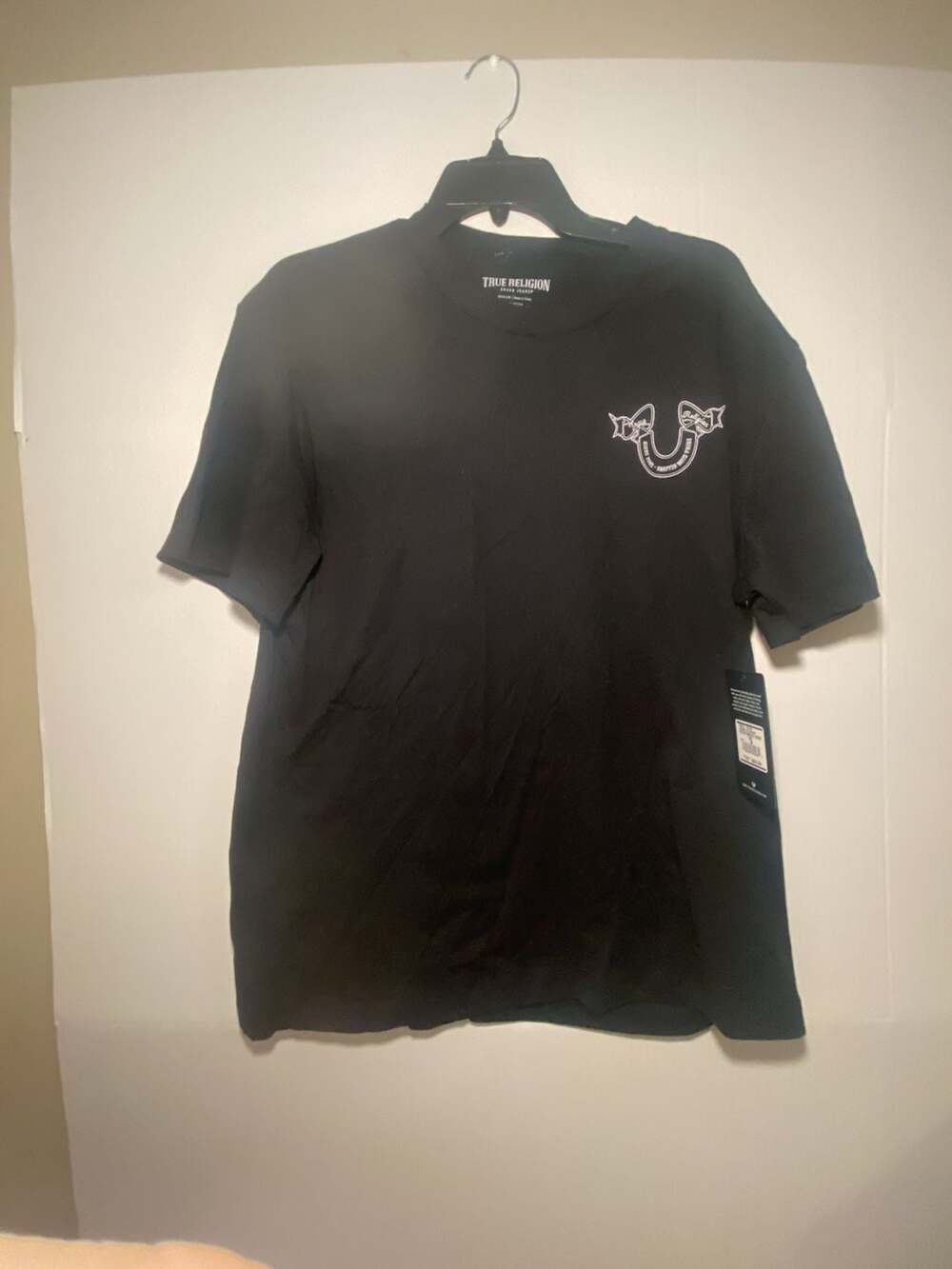 True Religion Patch Multi Logo Jet Black Cotton T-Shirt